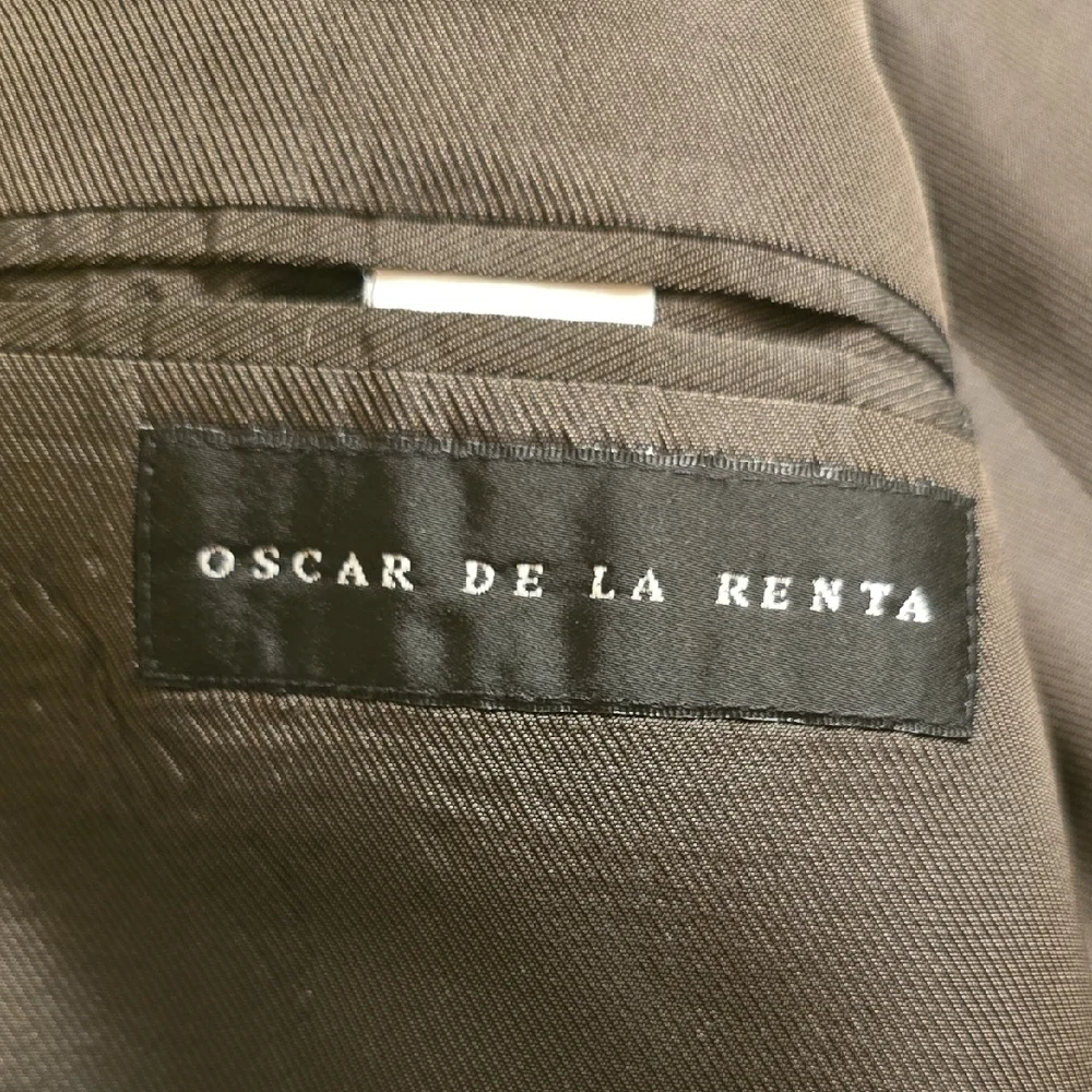 Oscar de la Renta Wool  Gray and Black Textured Blazer